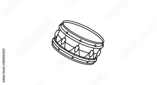 Vintage Snare Drum Illustration - Classic Percussion Instrument Outline