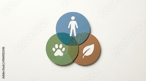 One Health: Interconnected Health Concept With Three Icons