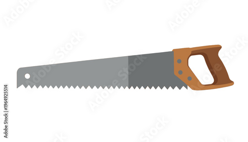 Hand Saw Illustration Vector, Isolated Tool Design for Construction and DIY Projects
