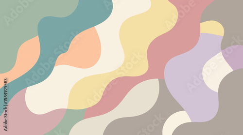 Soft pastel abstract waves with flowing organic shapes and colors for decorative background use.
