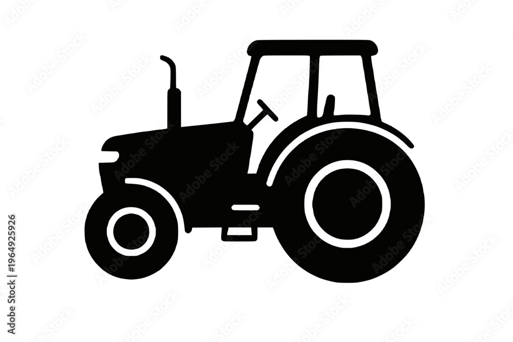 Obraz premium Farm tractor side view silhouette vector illustration