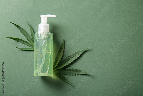 Bottle of hemp cosmetic pro...