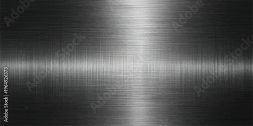 Brushed metal background texture featuring a polished silver chrome plate with a shiny industrial stainless steel surface and grey aluminum reflection pattern
