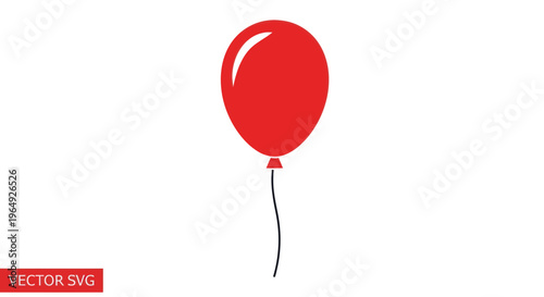 Single Red Balloon Floating Isolated on White Background, Celebration Concept
