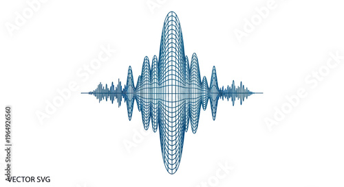 Abstract Blue Sound Waveform Visualization