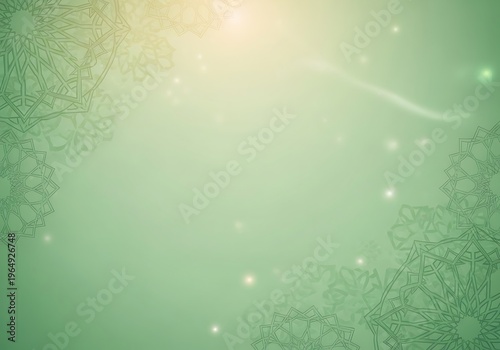 Subtle geometric patterns and sparkling effects on a light green gradient