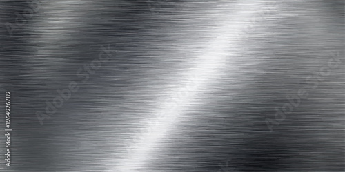A polished silver stainless steel plate with a brushed metal texture creates a smooth metallic grey surface pattern featuring light reflections on an industrial aluminum sheet material wallpaper