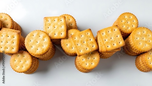 Stacks of salty crackers, a delightful snack for any time of the day