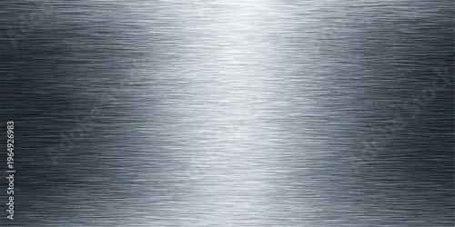 A polished silver stainless steel plate features a brushed metal texture with a shiny industrial gray surface and metallic reflections on the textured aluminum material wallpaper