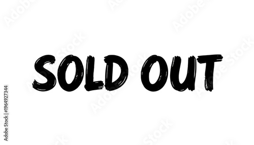 Sold Out Text Logo Vector, Bold Typography with Empty Effect for Retail and Marketing