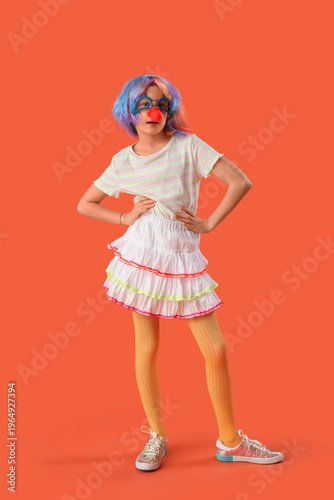 Funny girl with colorful wi...