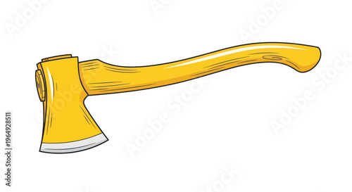 Yellow Axe Tool Illustration Isolated on White Background