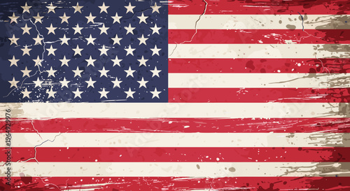 Distressed american flag with vintage texture symbolizing patriotism and national