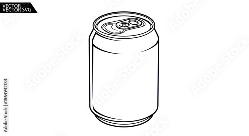 Blank Aluminum Drink Can Outline, Soda Pop Beverage Container Vector Art