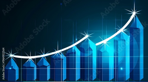 Abstract image of a growth chart in glowing blue