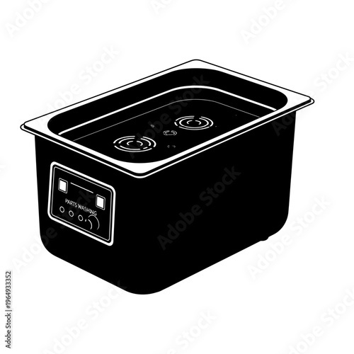 Ultrasonic Cleaner Tank Silhouette: Stainless Steel Bath for Precision Parts Washing and Industrial Maintenance