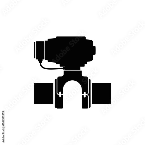 Ultrasonic Flow Meter Silhouette: Non-Invasive Pipe Sensor for Water Management and Industrial Diagnostics