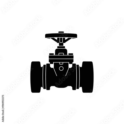 Silhouette of a Balancing Valve for Manual Pipe Flow Adjustment and Fluid Control