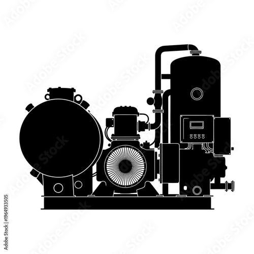 Silhouette of a Centrifugal Water Chiller for Reservoir Cooling and Environmental Regulation