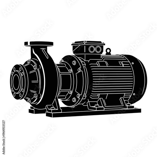 Silhouette of a Chilled Water Pump Motor for Heavy Duty Industrial HVAC Systems