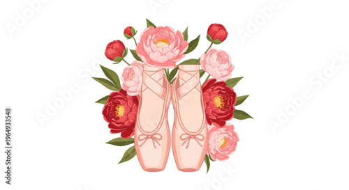 Ballet Shoes with Peonies: Elegant Dance and Floral Arrangement