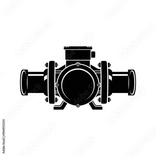 Silhouette of an Inline Circulating Pump for Hydronic Heating and Fluid Transfer