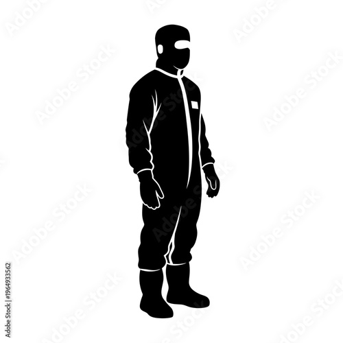 Silhouette of a Cleanroom Protective Coverall Suit for Laboratory Safety and Hygiene