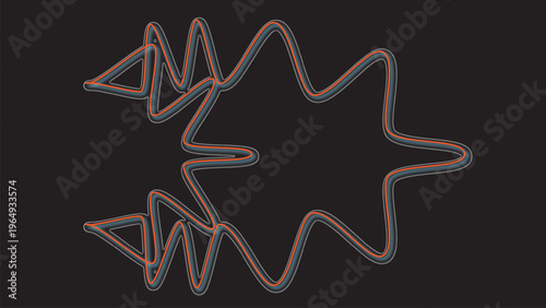 Glowing neon waveform star abstract line on dark background.
