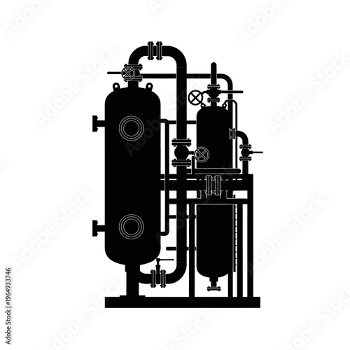Silhouette of a Gas Purification Filter Unit for Industrial Chemical Processing