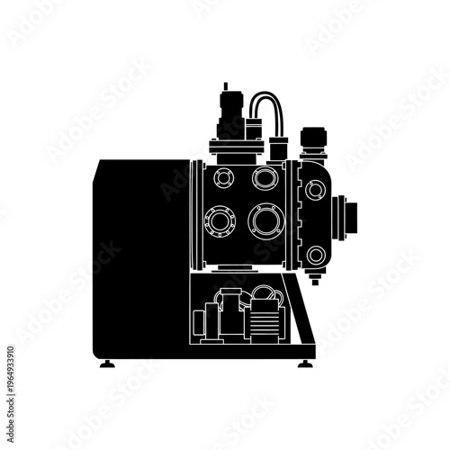 Silhouette of a Plasma Processing Dry Etching Machine for Semiconductor Manufacturing