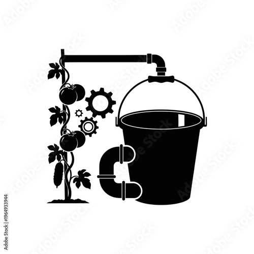 Silhouette of a Hydroponic Bucket System for Commercial Greenhouse Vegetable Cultivation