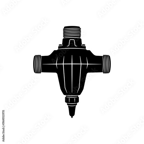 Silhouette of a Bypass Venturi Injector for Agricultural Fertilizer and Irrigation Systems