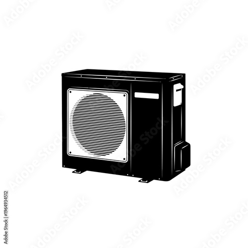 Silhouette of a Multi-Zone Mini Split HVAC Condenser Outdoor Unit for Cooling