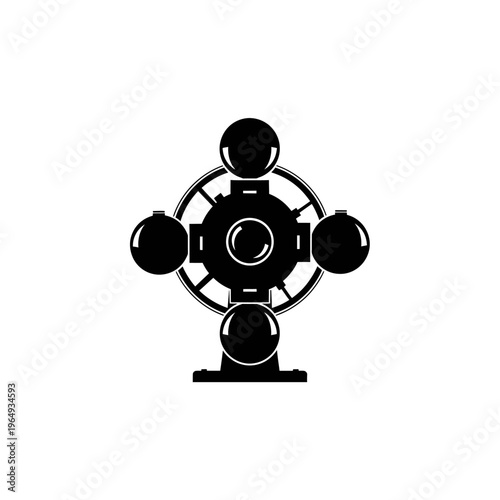 Silhouette of a Planetary Rotating Jar Ball Mill Grinder for Powder Metallurgy
