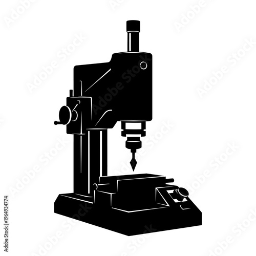 Indentation Hardness Tester Benchtop Diamond Machine Black Vector Silhouette for Metallurgy