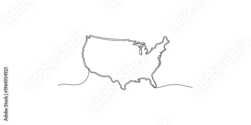 A continuous line drawing of the United States of America map outline usa continental geography