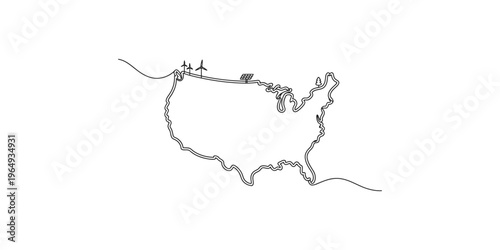 Renewable energy sources powering a sustainable United States of America usa map sustainability solar panel