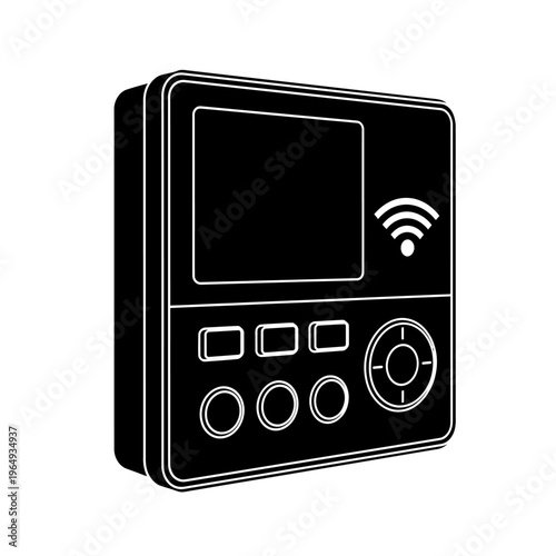 Smart Wireless Irrigation Controller Wall Panel Black Vector Silhouette for Agriculture