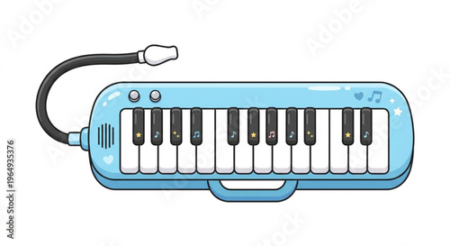 Cute Pastel Blue Melodica Vector illustrasion 