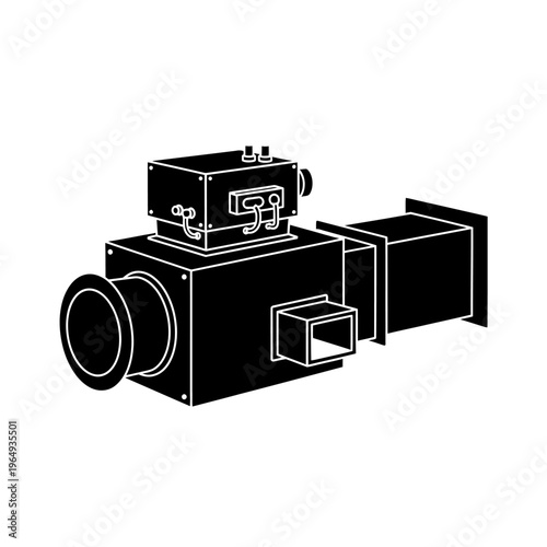 Variable Air Volume VAV Box Silhouette: Ductwork Control Unit for HVAC Efficiency and Building Climate Innovation