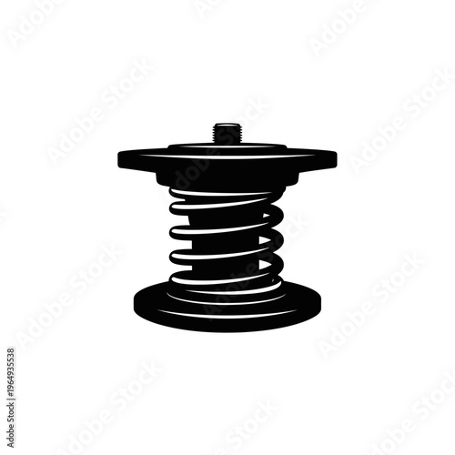Vibration Isolator Spring Silhouette: Machine Mount Icon for Mechanical Stability and Industrial Noise Reduction