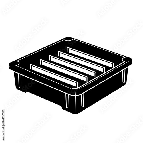 Wafer Carrier Box Silhouette: Slotted Container for Cleanroom Technology and Semiconductor Manufacturing Success
