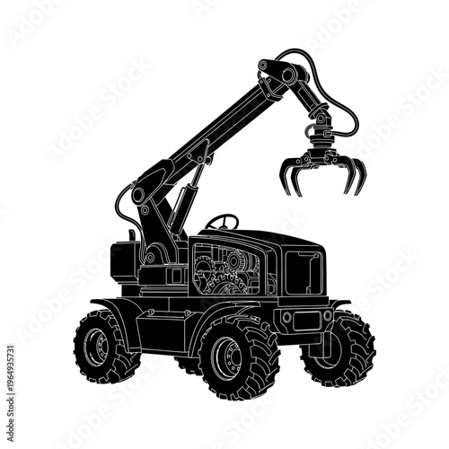 Autonomous Orchard Robot Silhouette: Wheeled Harvesting Machine for Agritech Innovation and Farming Efficiency