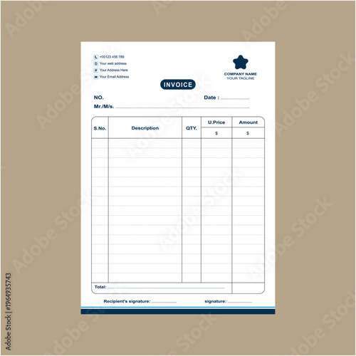 Modern Minimal Invoice Template Design