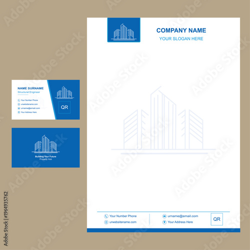 Elegant Business Card and Letterhead for Construction Company