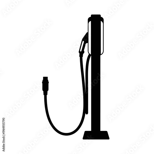 EV Ultra-Fast Charger Silhouette: High-Power Pedestal for Modern Electric Vehicles and Infrastructure Progress