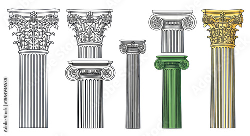 Ancient Greek and Roman Architectural Columns Collection