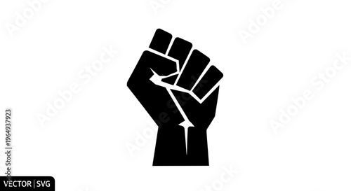 Black Fist Raised Symbol of Power and Protest