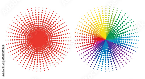 Colorful Halftone Circles - Abstract Radial Dot Patterns