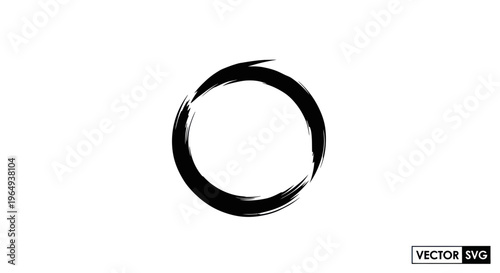 Abstract Black Brushstroke Circle on White Background
